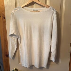 White Long Sleeve Tee with Elegant Design